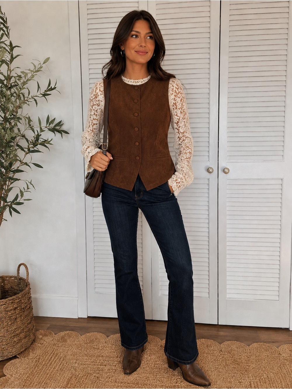 Women’s Brown Suede style vest NWT
